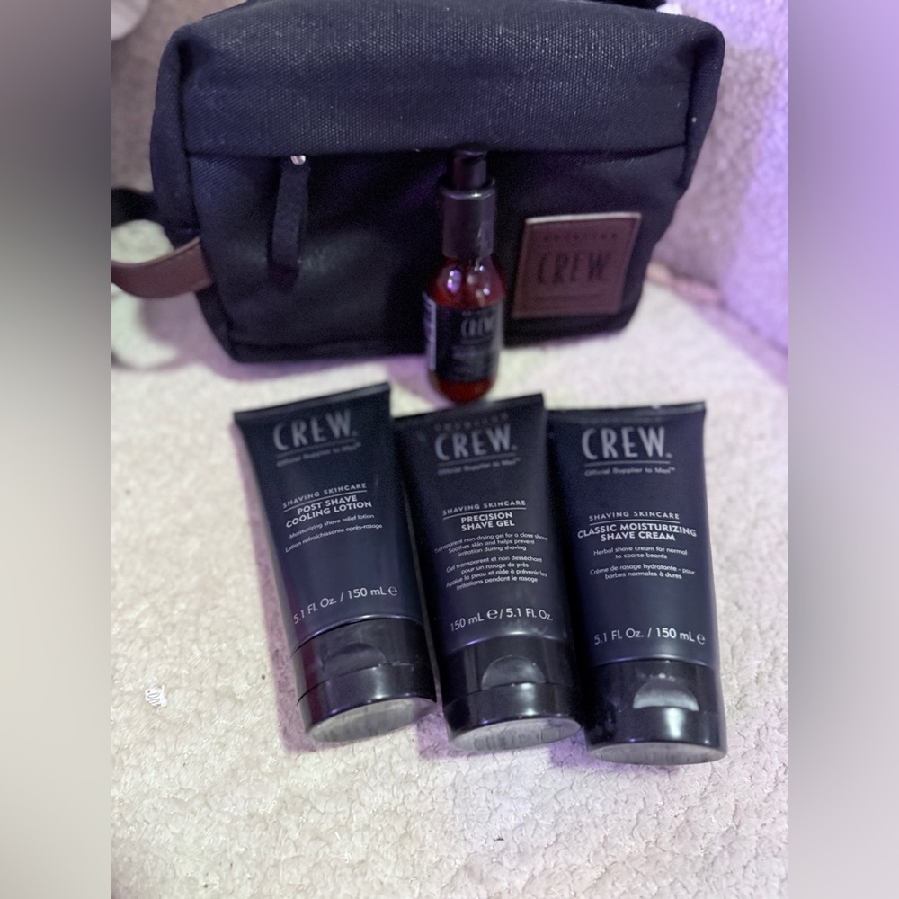 American Crew Black Toiletry Bag for Men with 4 full size products